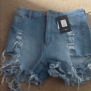 Medium wash fashion nova denim shorts